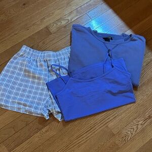 Moda International Purple Pajama Set with Plaid Shorts